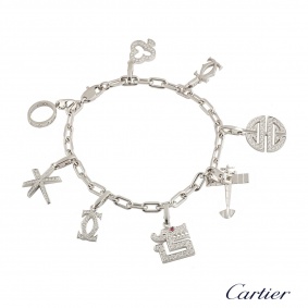 Cartier White Gold and Diamond Charm Bracelet